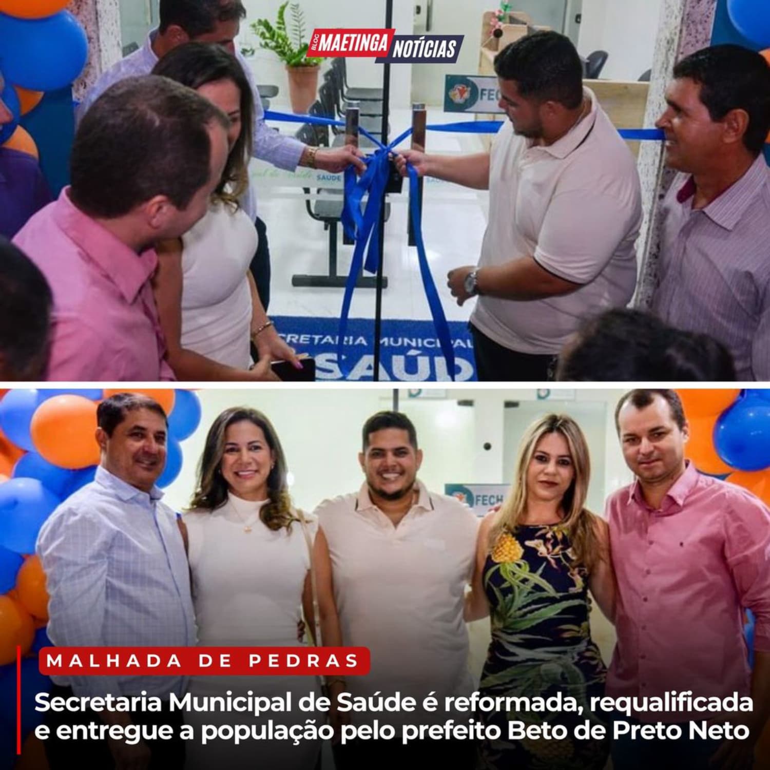 Foi entregue à população de Malhada de Pedras, a nova sede da secretaria de saúde do município.